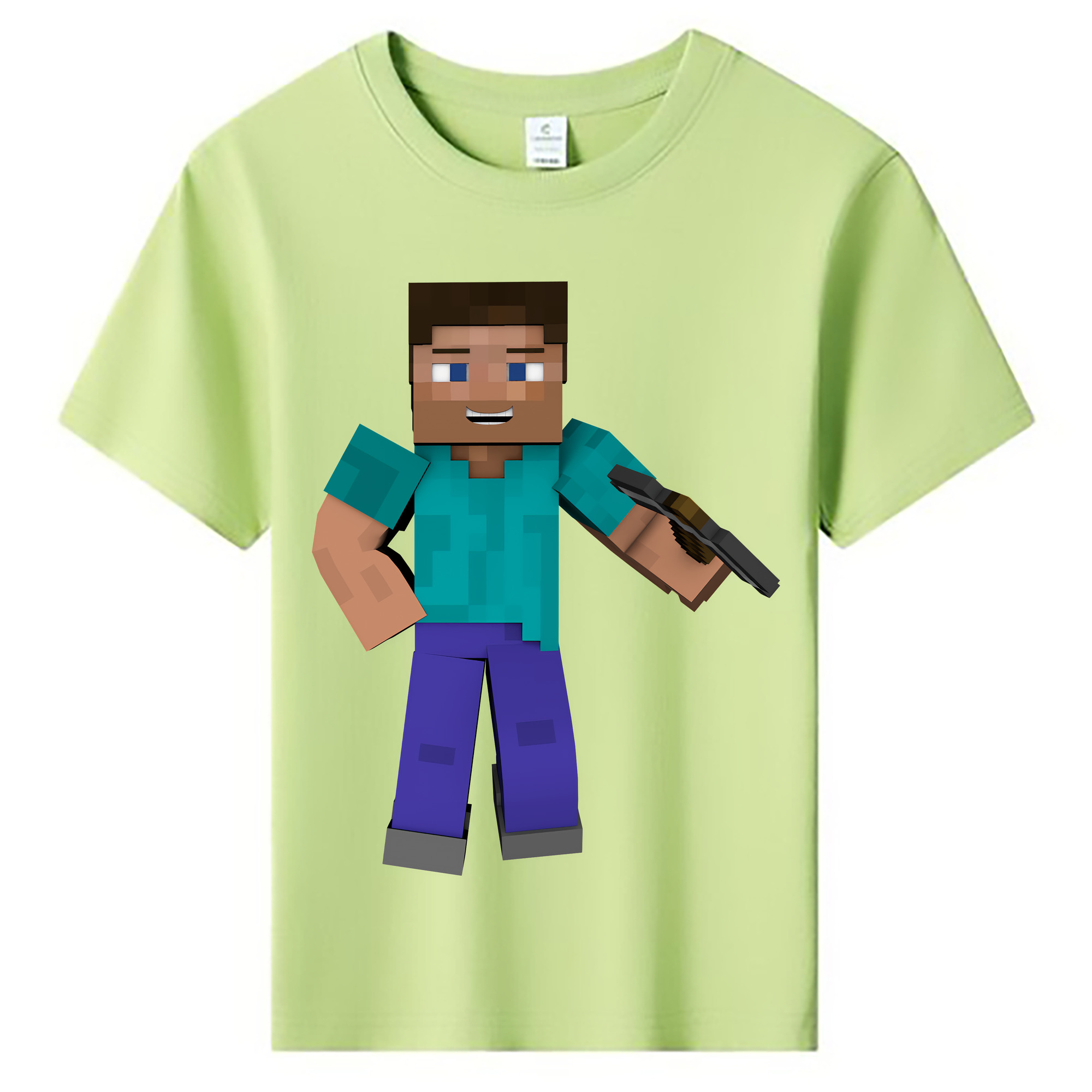 （画像用） マインクラフト ブロックの世界 Minecraft MC Block world 綿100％キッズTシャツ（フロントプリント）